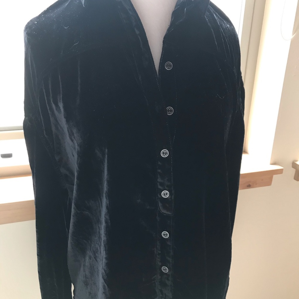 We the Free Black Velvet Button Up - XS